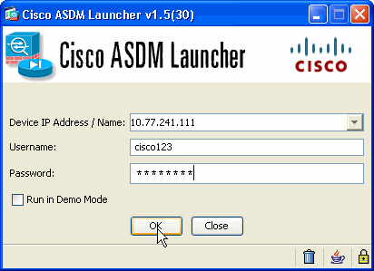 remote access vpn configuration using asdm launcher