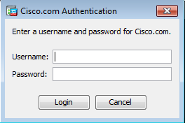 Cisco.com Authentication dialog box