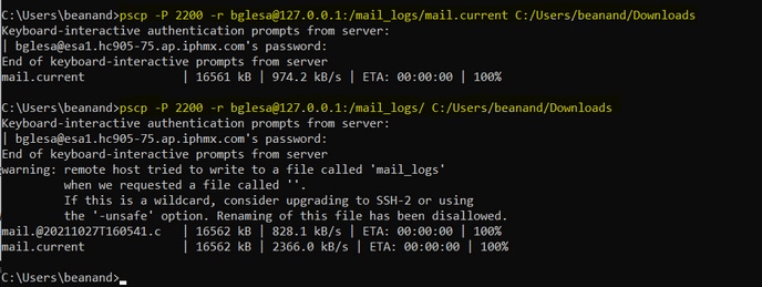 Downloading Logs using PSCP