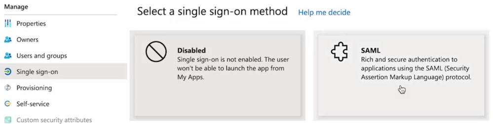 Select a Single Sign-on Method