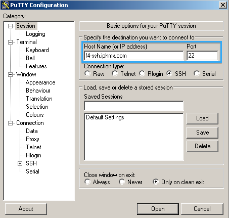 Putty Configuration