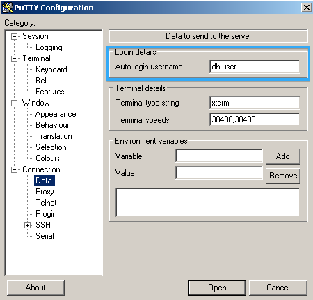 Putty Configuration