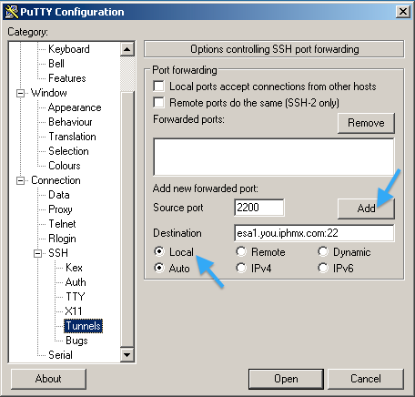 Putty Configuration