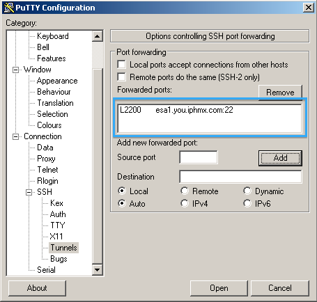 Putty Configuration