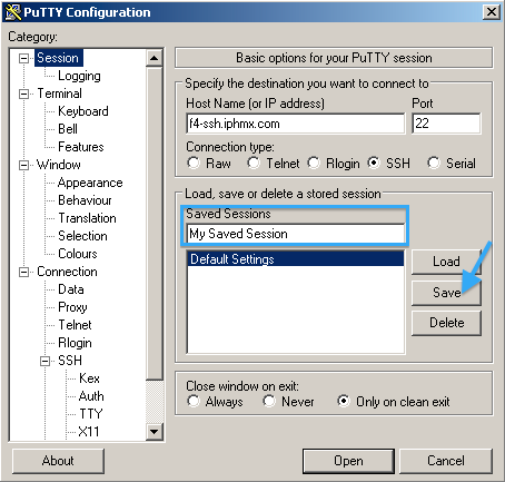 Putty Configuration