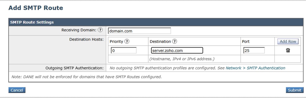 SMTP Route