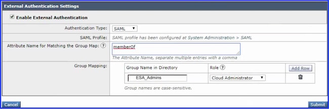 External Authentication Settings