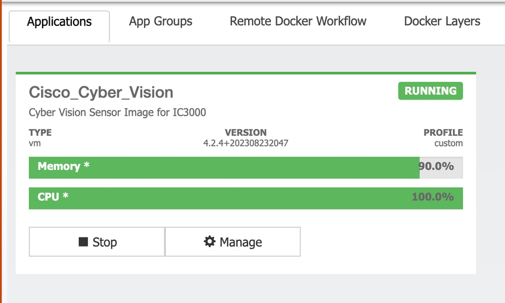 IOx Local Manager - Applications Tab