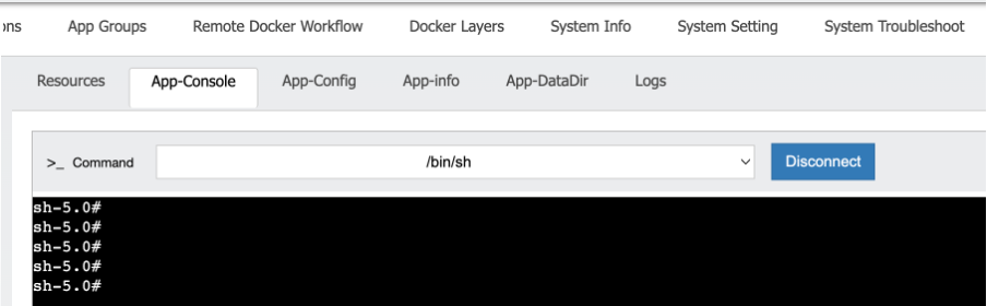 Tabblad App Console in IOSx Local Manager