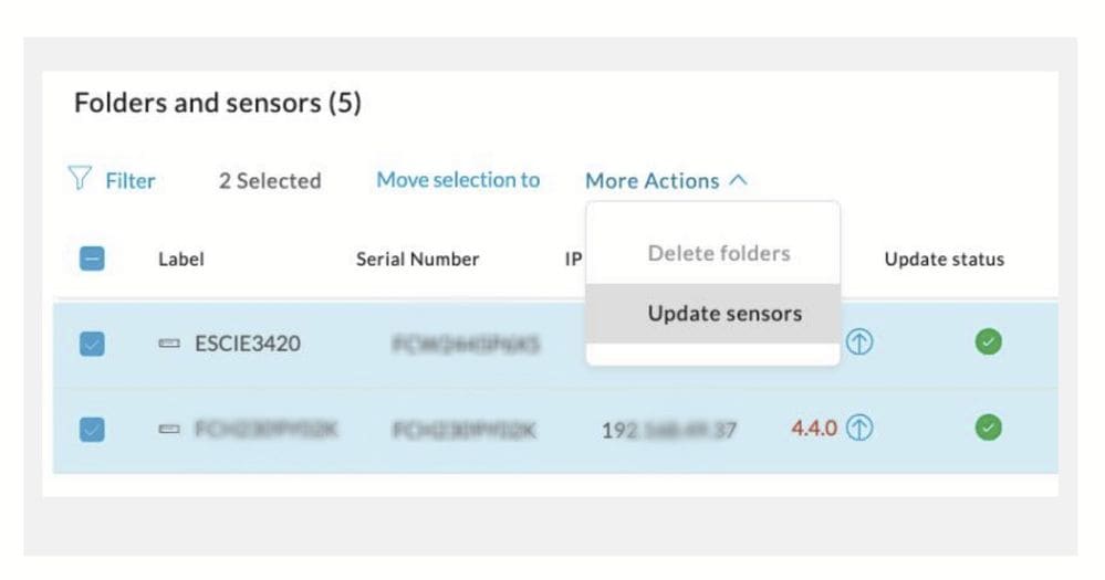 Navigate to Update Sensor Option in CyberVision GUI