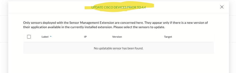 Sensor Update via Extension is Restricted to Sensors prior to 4.4 Version