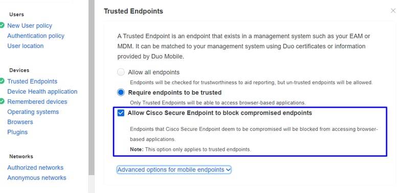 Allow Cisco Secure Endpoint to Block Compromised Endpoints