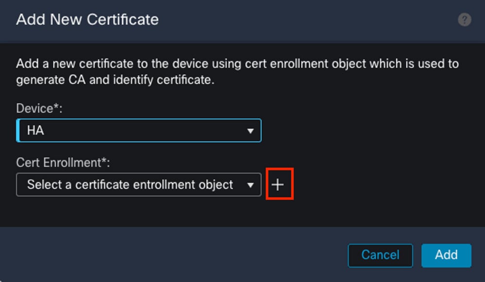 Screenshot of Add New Certificate