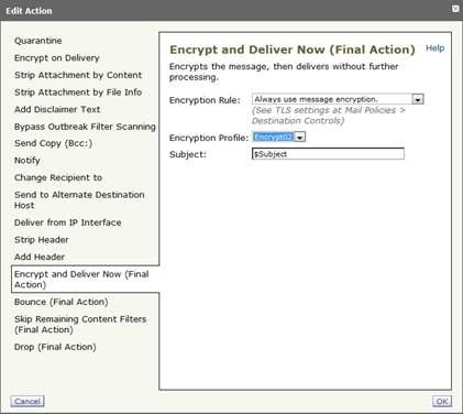 Encrypt and Deliver Now window