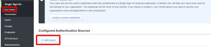 Duo Central Source Configuration