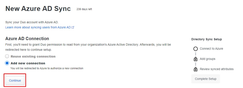 Directory Sync Setup for Azure