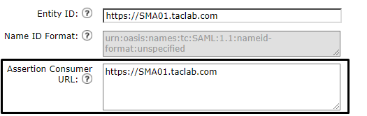 SMA Assertion Consumer URL