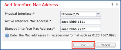 FTD High Availability on Firepower - Add Interface MAC Address