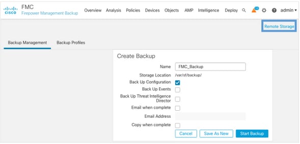 FMC 6.6.1+ Upgrade Tips - Backup Management page allows administrators to define backups for the FMC and Sensors