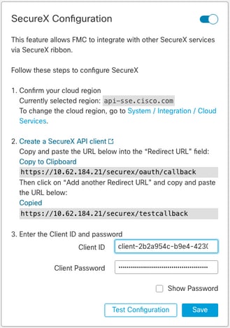 FMC 6.6.1+ Upgrade Tips - SecureX Configuration page in FMC allows entering the SecureX Client ID and Client Password
