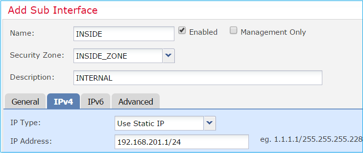 Configure the Sub interface Settings Per Requirements