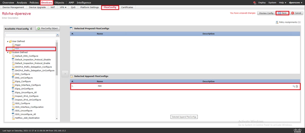 Flexconfig policy