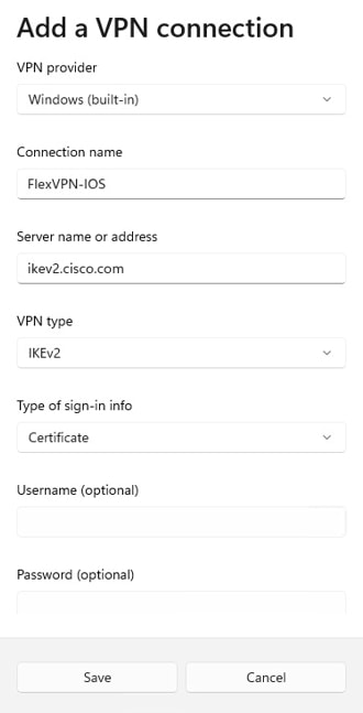 Windows 11 VPN connection settings