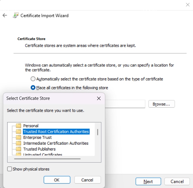 CA Certificate import wizard step2