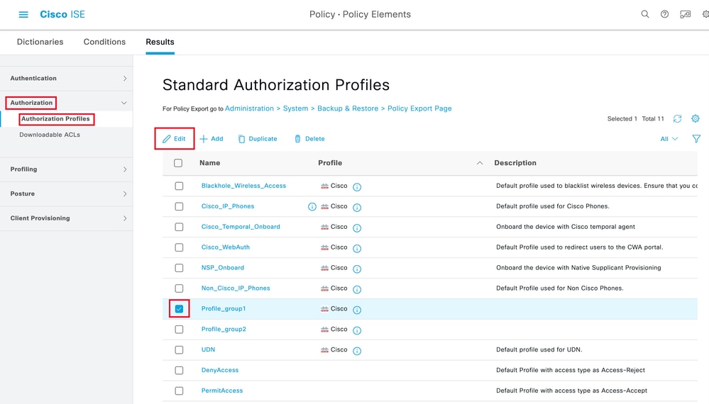 Edit the Authorization Profile