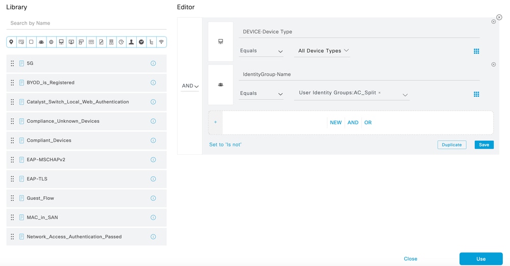 Choose Conditions in Authorization Policy