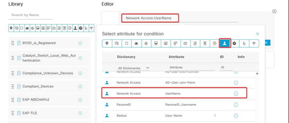 Select Network Access - UserName