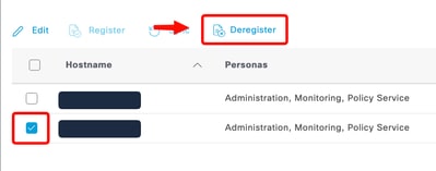 Deregister ISE node