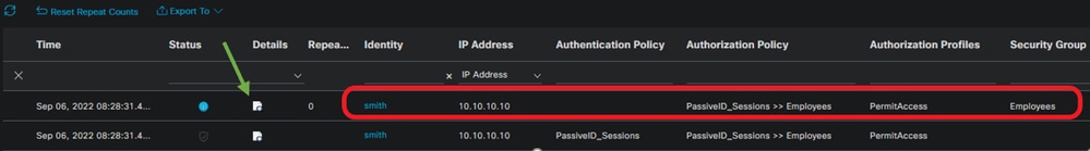 Verify PassiveID Authorization Flow in live sessions.