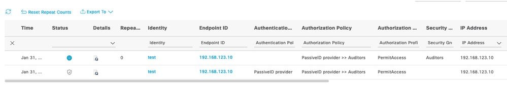 Radius Live Log