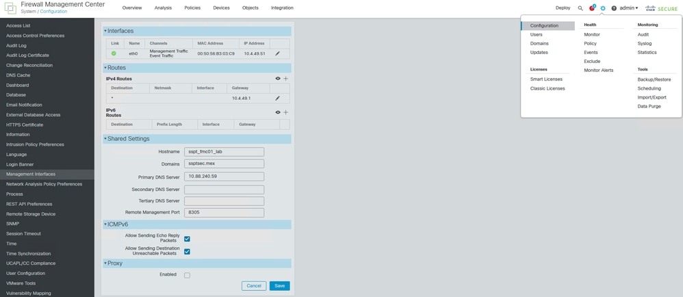 DNS configuration on FMC.