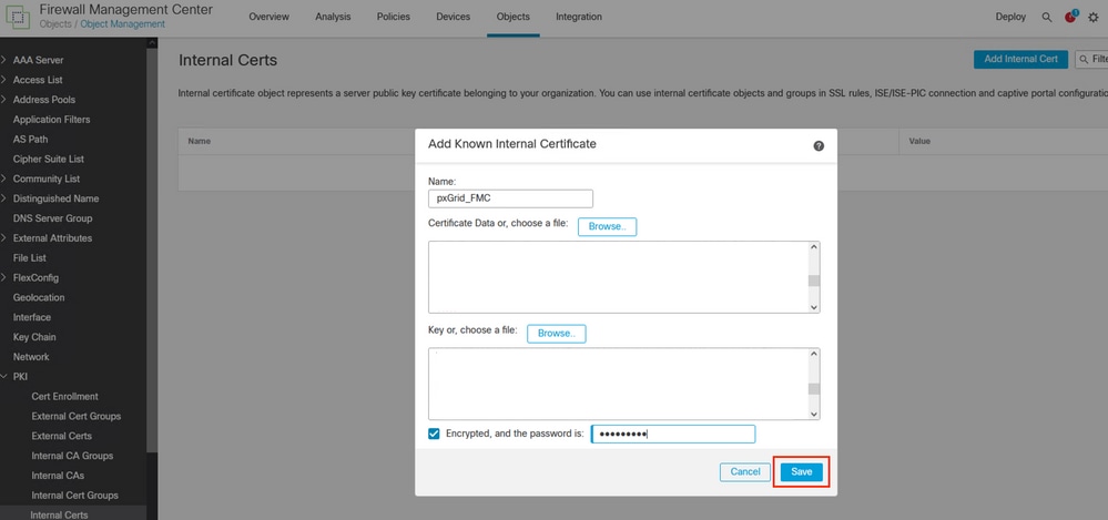 Exporting the FMC certificate that was generated by ISE.