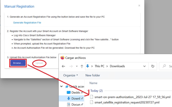Uploading authorization file.