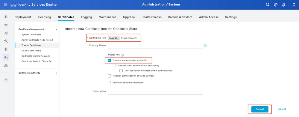 Trusted Certificate Settings 1