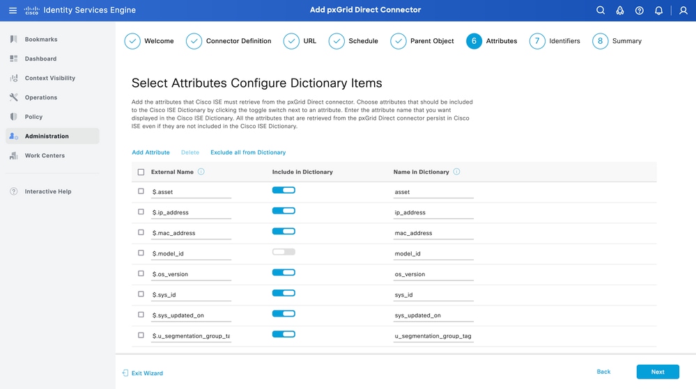 Attributes for the Endpoints