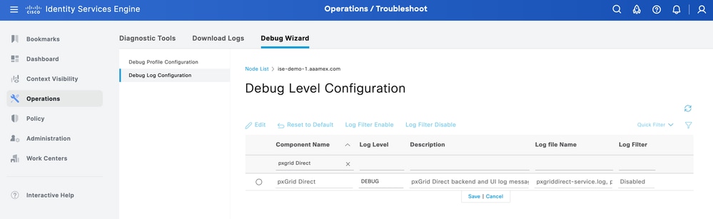 Debug Log Configuration