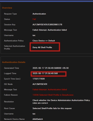 Deny Access Live log