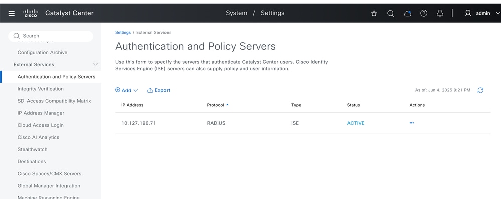 Verify ISE Integration Status is Active