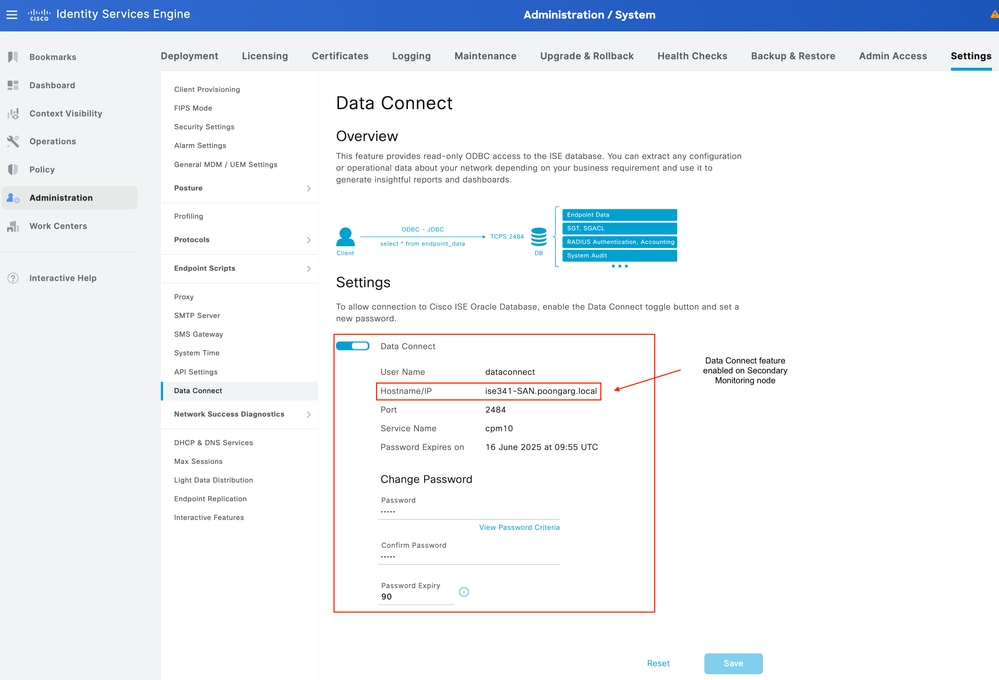 Enable Data Connect Feature on ISE