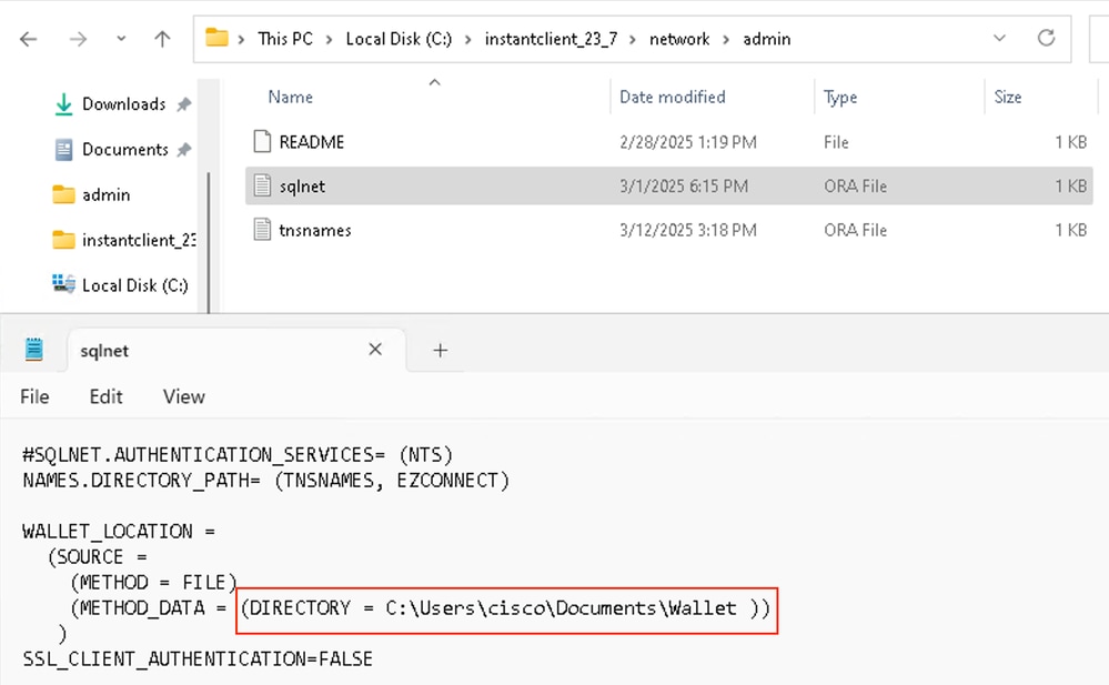 Add the Wallet location in Sqlnet.ora File