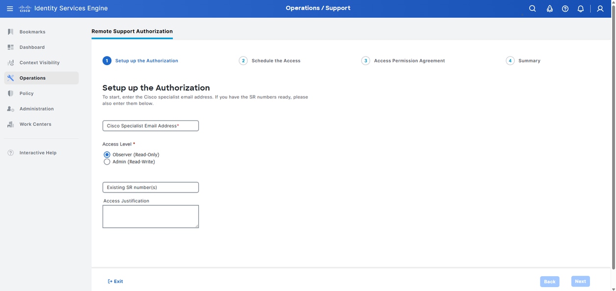 First Page of Authorization Creation
