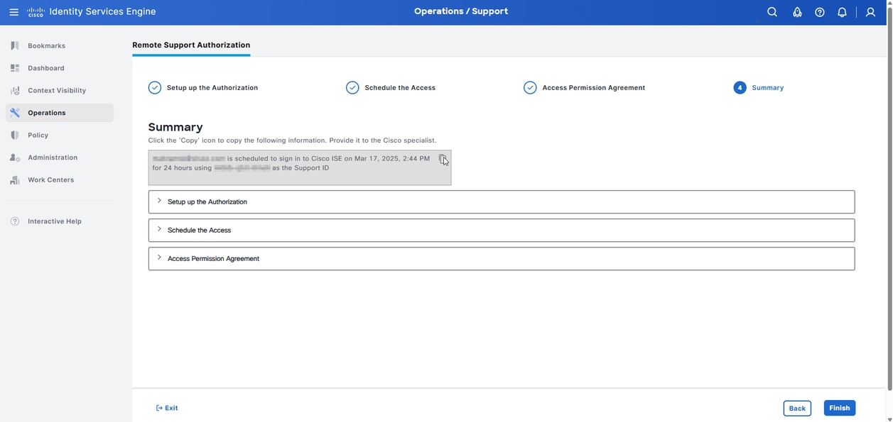 Summary Page of Authorization Creation