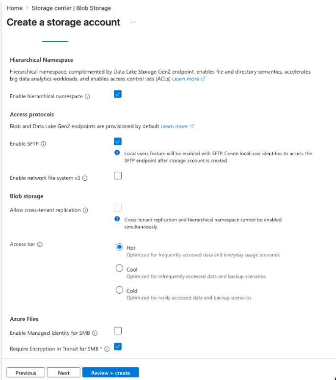 Configure Storage Account
