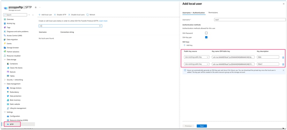 Adding Public Key on Azure