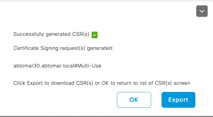 Install a third-party CA certificate in ISE - Export option to download CSR
