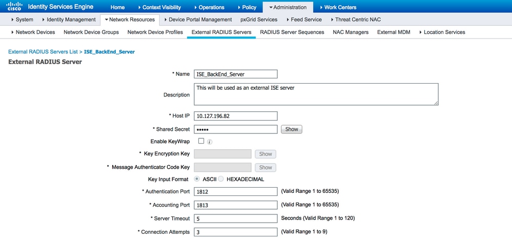 Configure Multiple External RADIUS Servers for User Authentication on ISE